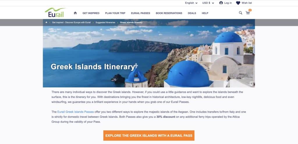 Eurail Pass - Greek Islands Itinerary
