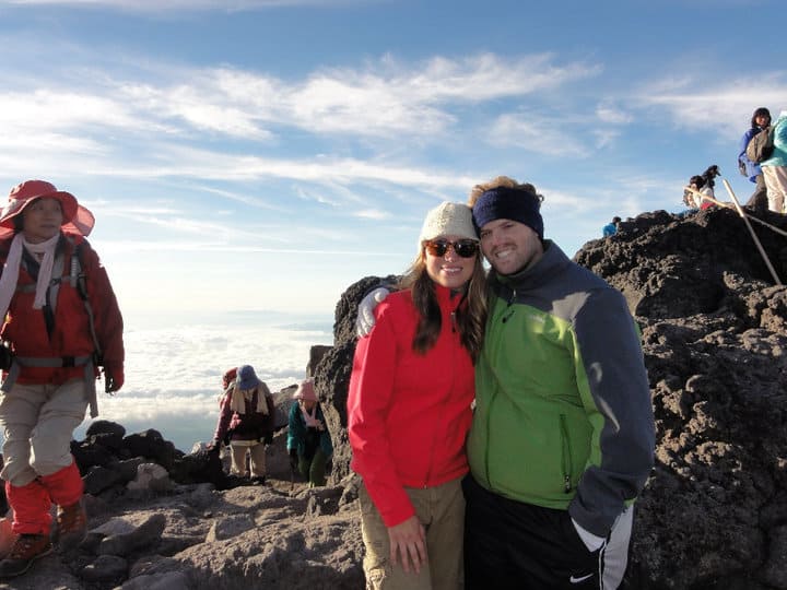 Best Treks In The World Heather & Trav on the Summit of Mt. Fuji