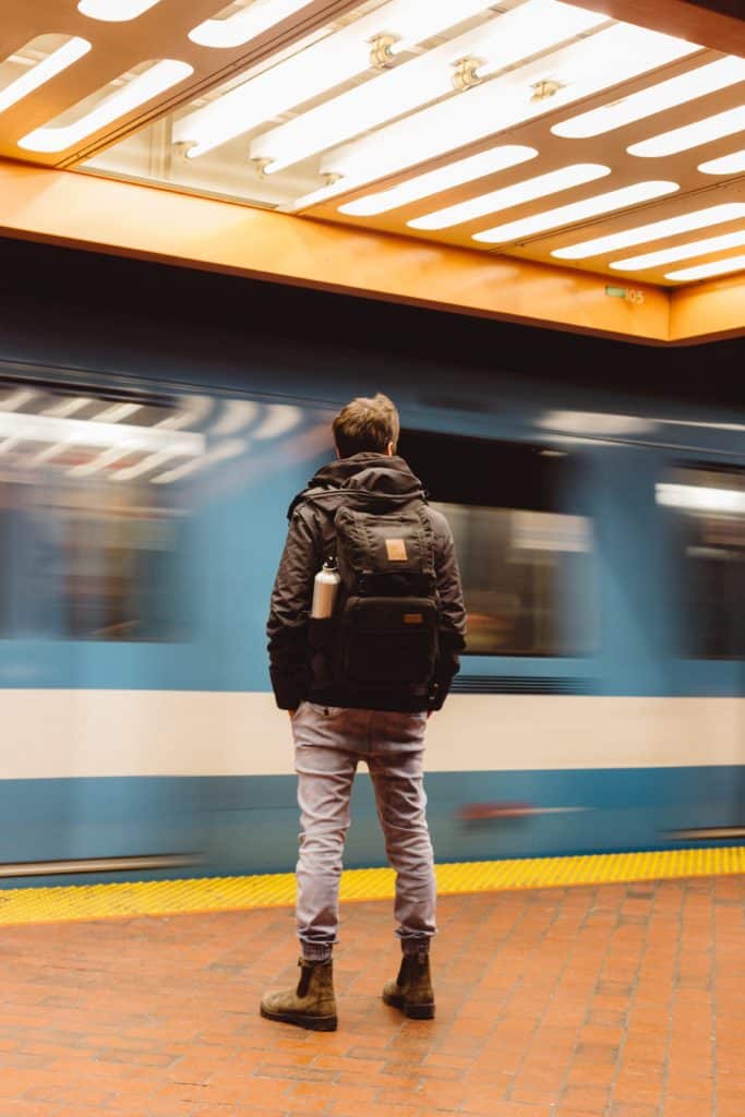 traveler waiting for his train