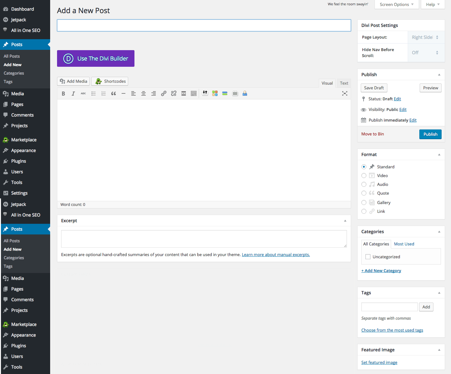 creating a blog post in wordpress