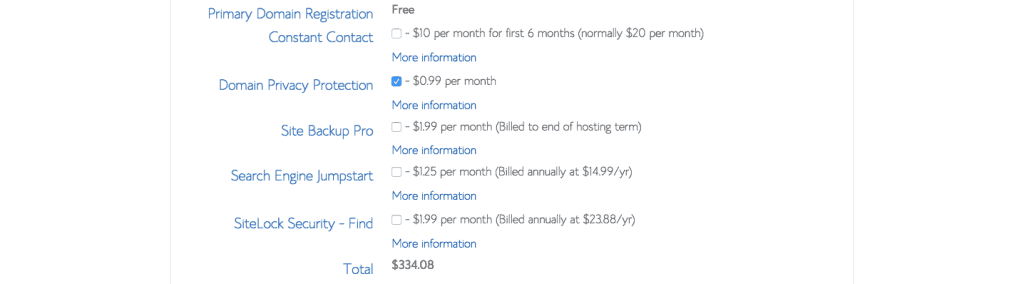 Bluehost extras