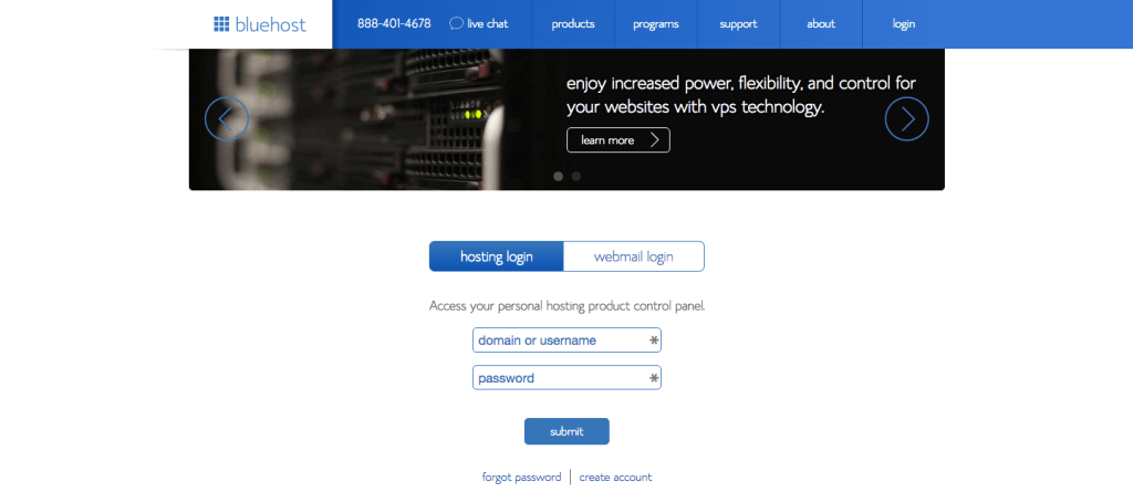 Bluehost login