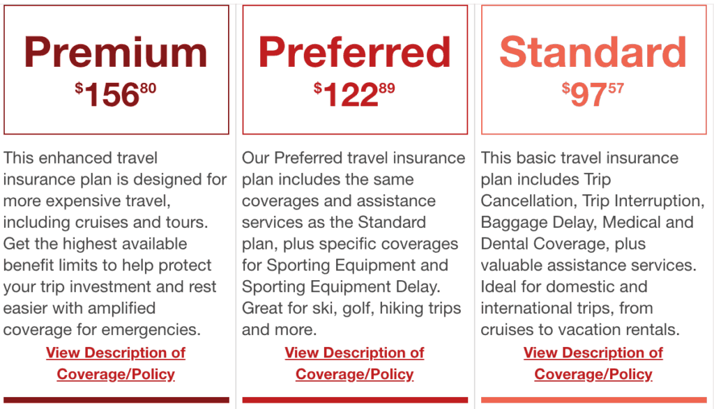 travel insurance price comparison
